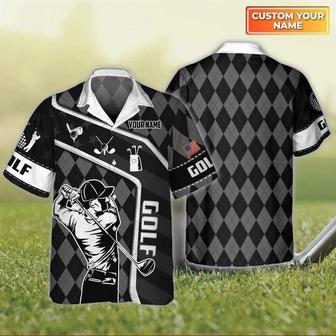 Golf Hawaiian Shirt Custom Name, Black Zigzag Pattern Personalized Name Golf Hawaiian Shirt For Men - Perfect Gift For Golf Lovers, Golfers | Favorety CA