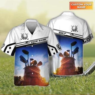 Golf Hawaiian Shirt Custom Name, Golf Clubs Bag Personalized Golf Hawaiian Shirt For Men - Perfect Gift For Golf Lovers, Golfers - Seseable