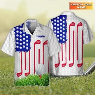 Golf Hawaiian Shirt Custom Name, Golf Clubs Personalized Golf White Hawaiian Shirt For Men - Perfect Gift For Golf Lovers, Golfers - Seseable