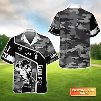 Golf Hawaiian Shirt Custom Name, Golfer Camo Pattern Personalized Aloha Hawaiian Shirt For Men Women - Perfect Gift For Husband, Friend, Golfer - Seseable