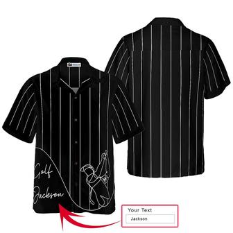 Golf Hawaiian Shirt Custom Name, One Line Drawing Golfer Personalized Aloha Hawaiian Shirt - Perfect Gift For Men, Women, Golf Lover, Friend, Family - Seseable