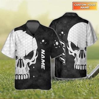 Golf Hawaiian Shirt Customized Name, Golf Skull Personalized Golf Player Hawaiian Shirt For Men - Perfect Gift For Golf Lovers, Golfers - Seseable