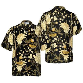 Golf Hawaiian Shirt, Gold Floral Golf Club And Ball Hawaiian Shirt, Luxury Black Aloha Shirt - Perfect Gift For Men, Women, Golf Lover, Friend, Family - Seseable