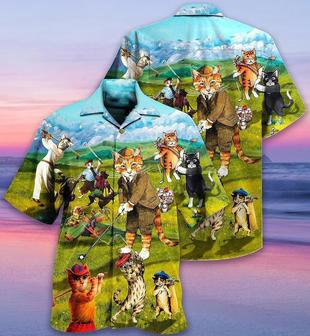 Golf Hawaiian Shirts - Golf Cats That What I Do I Play Golf And I Know Thing Hawaiian Shirt - Perfect Gift For Men, Golfer, Cat Lovers - Seseable