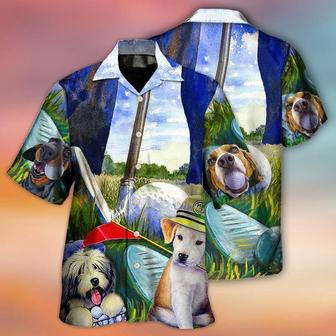Golf Hawaiian Shirts - Golf Dog Funny Lover Golf Art Style Hawaiian Shirt - Perfect Gift For Men, Dog Lovers, Golfers - Seseable