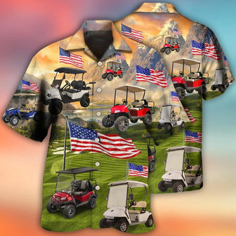 Golf Hawaiian Shirts - Independence Day, American Flag, Club Car Hawaiian Shirt - Perfect Gift For Men, Golfers, Happy 4th Of July - Seseable