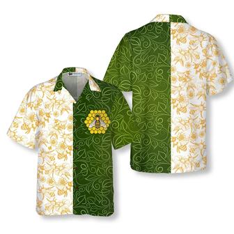 Green Leaves Honey Bee Hawaiian Shirt, Summer Animals Aloha Shirts For Men Women, Perfect Gift For Husband, Wife, Boyfriend, Friend - Seseable