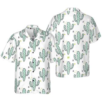 Green Mint Cactuses Pattern Aloha Hawaiian Shirt For Summer, Colorful Shirt For Men Women, Perfect Gift For Friend, Team, Family - Seseable