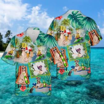 Greyhound Hawaiian Shirt, Greyhound Surfing, Tropical Summer Aloha Shirt For Men - Perfect Gift For Greyhound Lovers, Friend, Family - Seseable