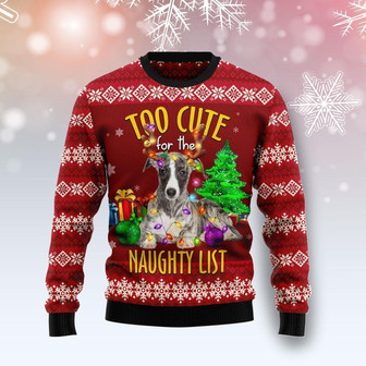 Greyhound Too Cute For The Naughty List Funny Ugly Sweater - Thegiftio UK