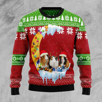 Guinea Pig Love Moon Xmas Funny Ugly Sweater - Thegiftio UK
