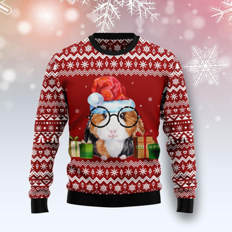 Guinea Pig Wear A Glasses Xmas Funny Ugly Sweater - Thegiftio UK