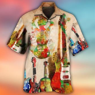 Guitar Abstract Colorful Art Style Aloha Hawaiian Shirt For Summer, Guitar Hawaiian Shirts Outfit For Men Women, Music Guitar Lovers - Seseable