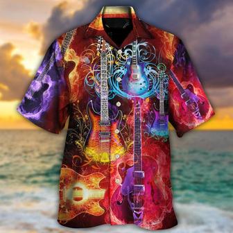 Guitar Aloha Hawaiian Shirt For Summer, Guitar Acoustic Beautiful Colorful Hawaiian Shirts Outfit For Men Women, Music Guitar Lovers - Seseable