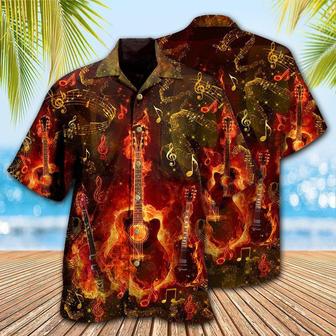 Guitar Aloha Hawaiian Shirt For Summer, Music Guitar Where Words Fail Music Speak Flaming Hawaiian Shirts Outfit For Men Women, Music Guitar Lover - Seseable