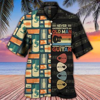 Guitar Aloha Hawaiian Shirt For Summer, Never Underestimate An Old Man With A Guitar Hawaiian Shirts Matching Outfit For Men Women, Music Guitar Lover - Seseable