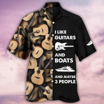 Guitar And Boat Aloha Hawaiian Shirt For Summer, I Like Guitars And Boats Hawaiian Shirts Outfit For Men Women, Music Guitar Golf Lovers - Seseable