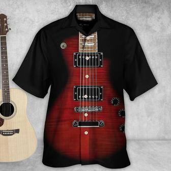 Guitar Black Aloha Hawaiian Shirt For Summer, Electric Guitar Classic Rock Hawaiian Shirts Outfit For Men Women, Music Guitar Lovers - Seseable