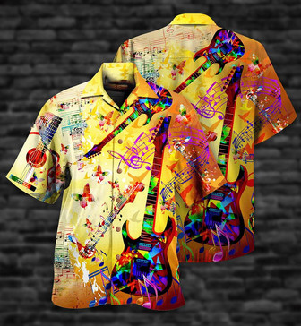Guitar Butterfly Colorful Aloha Hawaiian Shirt For Summer, Guitar Music Hawaiian Shirts Outfit For Men Women, Music Guitar Lovers | Seseable UK