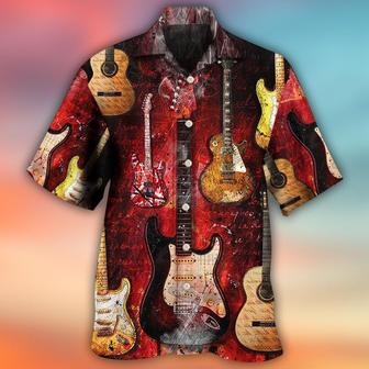Guitar Halloween Abstract Art Style Aloha Hawaiian Shirt For Summer, Guitar Hawaiian Shirts Outfit For Men Women, Music Guitar Lovers - Seseable