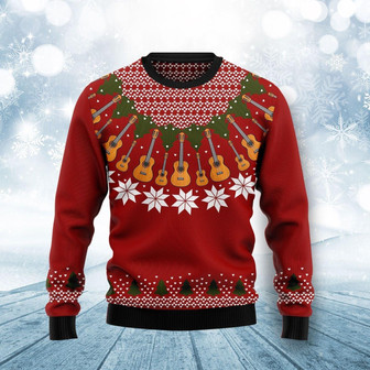 Guitar Lover Red Funny Ugly Sweater - Thegiftio UK