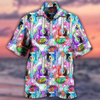 Guitar Mix Color Aloha Hawaiian Shirt For Summer, Colorful Guitar Hawaiian Shirts Outfit For Men Women, Music Guitar Golf Lovers - Seseable