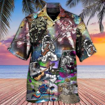 Guitar Music Astronaut Galaxy Art Aloha Hawaiian Shirt For Summer, Guitar Hawaiian Shirts Matching Outfit For Men Women, Music Guitar Lovers - Seseable