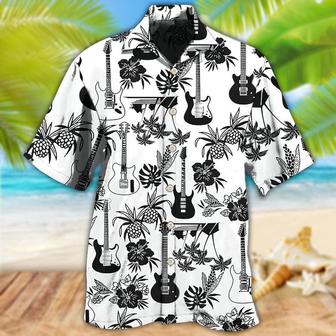 Guitar Music With Electric Guitar Aloha Hawaiian Shirt For Summer, Guitar Tropical Hawaiian Shirts Matching Outfit For Men Women, Music Guitar Lovers - Seseable