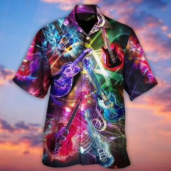 Guitar Neon Amazing Aloha Hawaiian Shirt For Summer, Guitar Is All You Need Hawaiian Shirts Outfit For Men Women, Music Guitar Lovers - Seseable