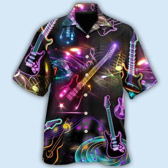 Guitar Neon Amazing Art Aloha Hawaiian Shirt For Summer, Guitar Hawaiian Shirts Matching Outfit For Men Women, Music Guitar Lover - Seseable