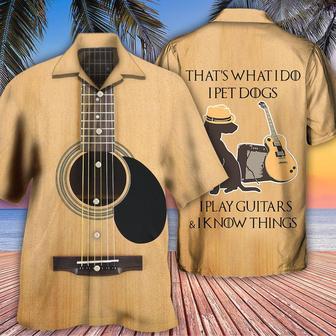 Guitar Pet Dog Aloha Hawaiian Shirt For Summer, I Pet Dog I Play Guitar I Know Things Hawaiian Shirts Outfit For Men Women, Music Guitar Lovers - Seseable