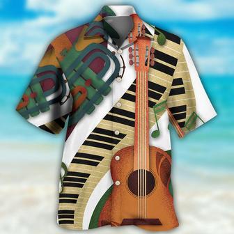 Guitar Vintage Classic Aloha Hawaiian Shirt For Summer, Guitar Hawaiian Shirts Outfit For Men Women, Music Guitar Golf Lovers - Seseable
