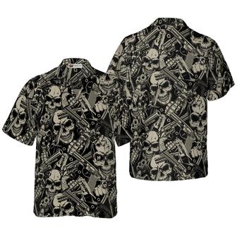 Guns And Skulls Hawaiian Shirt, Colorful Summer Aloha Shirt For Men Women, Perfect Gift For Friend, Family, Husband, Wife, Boyfriend - Seseable