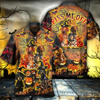 Halloween Dachshund Hawaiian Shirt, Halloween Funny Dachshund, Pumpkin Scary Aloha Shirt For Men & Women - Halloween Gift For Members Family, Friends | Seseable CA