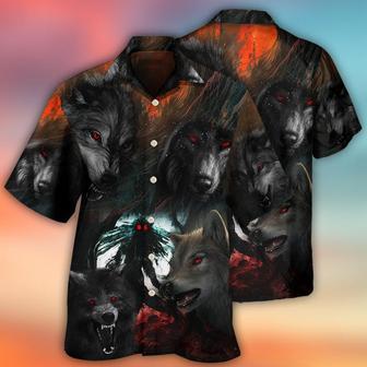 Halloween Hawaiian Shirt, Halloween Black Wolf In The Dark Aloha Shirt For Men & Women - Halloween Gift For Members Family, Friends - Seseable