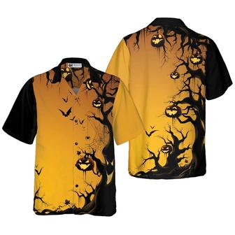 Halloween Hawaiian Shirt - Scary Halloween Tree Hawaiian Shirt, Pumpkin And Bat Hawaiian Shirt - Perfect Gift For Lover, Friend, Family - Seseable
