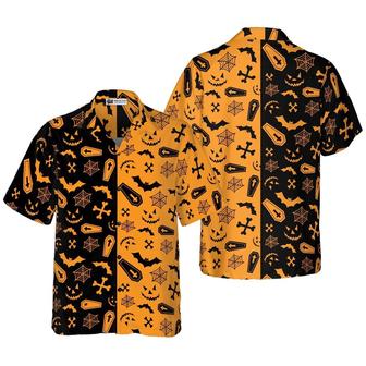 Halloween Party Hawaiian Shirt, Bat Hawaiian Shirt, Black And Gold Hawaiian Shirt - Perfect Gift For Lover, Friend, Family - Seseable