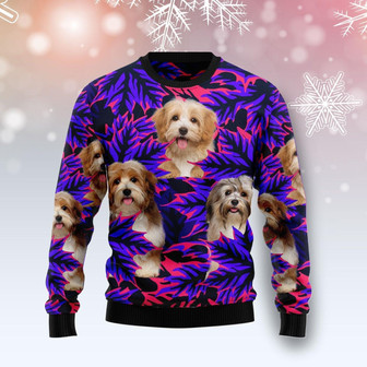 Havanese Leaves Purple Funny Ugly Sweater - Thegiftio UK