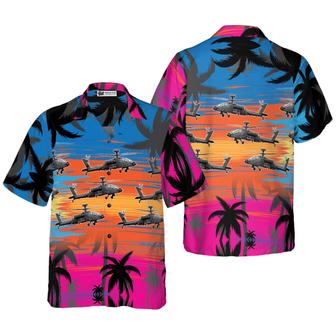 Helicopter Flies Dawn Sky Aloha Hawaiian Shirt For Summer, Colorful Shirt For Men Women, Perfect Gift For Friend, Team, Family, Helicopter Lovers - Seseable