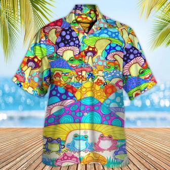 Hippie Aloha Hawaiian Shirt - Hippie Frog Mushroom Hippie Colorful Art Peace Hawaiian Shirt For Summer - Perfect Gift For Friend, Family - Seseable