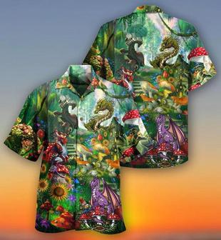 Hippie Aloha Hawaiian Shirt - Hippie Magic World Mushrooms Dragon Hawaiian Shirt For Summer - Perfect Gift For Friend, Family - Seseable