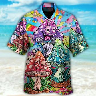 Hippie Aloha Hawaiian Shirt - Hippie Mushroom Colorful Hippie Happy Life Hawaiian Shirt For Summer - Perfect Gift For Friend, Family - Seseable