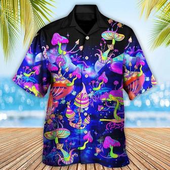 Hippie Aloha Hawaiian Shirt - Hippie Mushroom Galaxy Neon Colorful Art Hawaiian Shirt For Summer - Perfect Gift For Friend, Family - Seseable