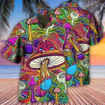Hippie Aloha Hawaiian Shirt - Hippie Mushroom Hypnotizing Hawaiian Shirt For Summer - Perfect Gift For Friend, Family - Seseable