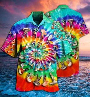 Hippie Aloha Hawaiian Shirt - Hippie Mushroom Peace Life A Little Hippie Hawaiian Shirt For Summer - Perfect Gift For Friend, Family - Seseable