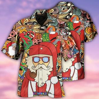 Hippie Aloha Hawaiian Shirt - Hippie Santa Claus Merry Christmas Hawaiian Shirt For Summer - Perfect Gift For Friend, Family - Seseable