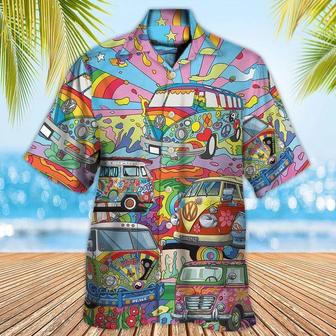 Hippie Aloha Hawaiian Shirt - Hippie Van Colorful Art Peace Hawaiian Shirt For Summer - Perfect Gift For Friend, Family - Seseable