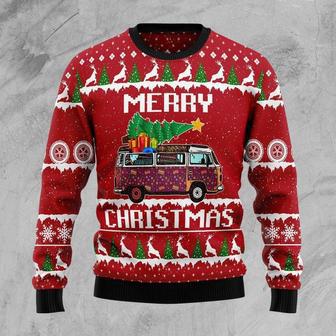 Hippie Car Merry Christmas Ugly Christmas Sweater For Men & Women | Favorety