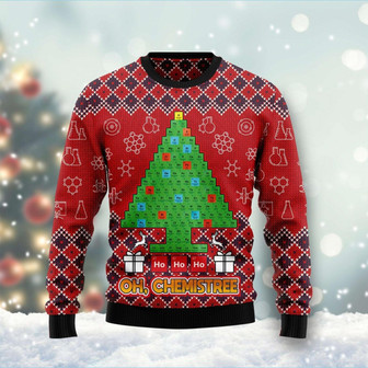 Ho Ho Ho Oh Chemistree Christmas Funny Ugly Sweater - Thegiftio