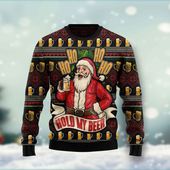 Ho Ho Hold My Beer Christmas Funny Ugly Sweater - Thegiftio UK